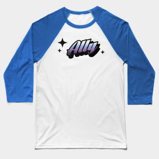 Ally - Retro Classic Typography Style Baseball T-Shirt